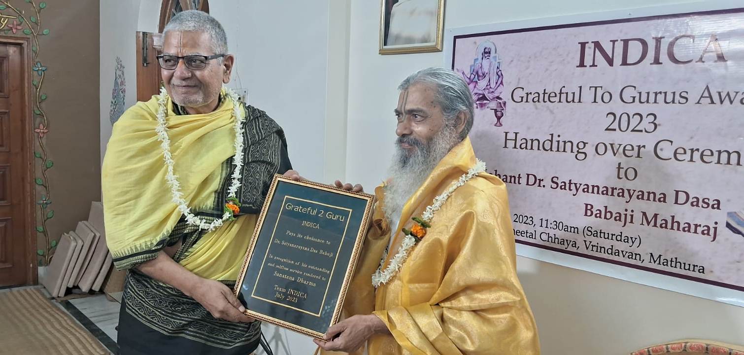 ‘Grateful to Gurus Award’ handed over to Dr. Satyanarayana Das Babaji